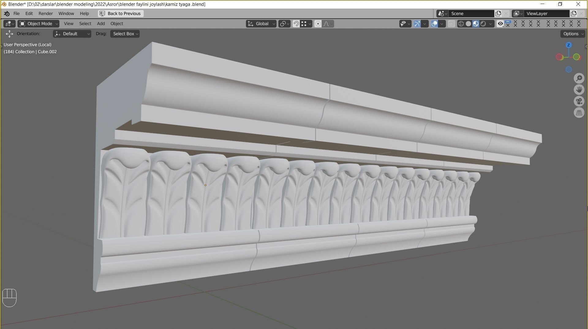 Decorative Crown Molding 3D model 001 Low-poly 3D model_9