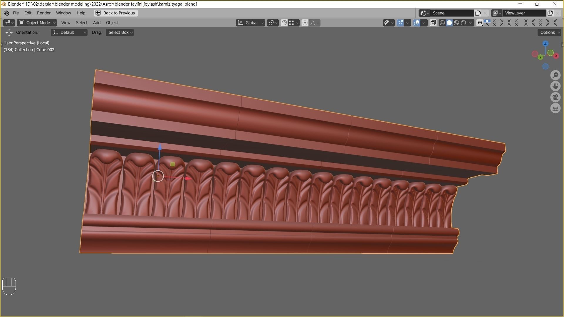 Decorative Crown Molding 3D model 001 Low-poly 3D model_5