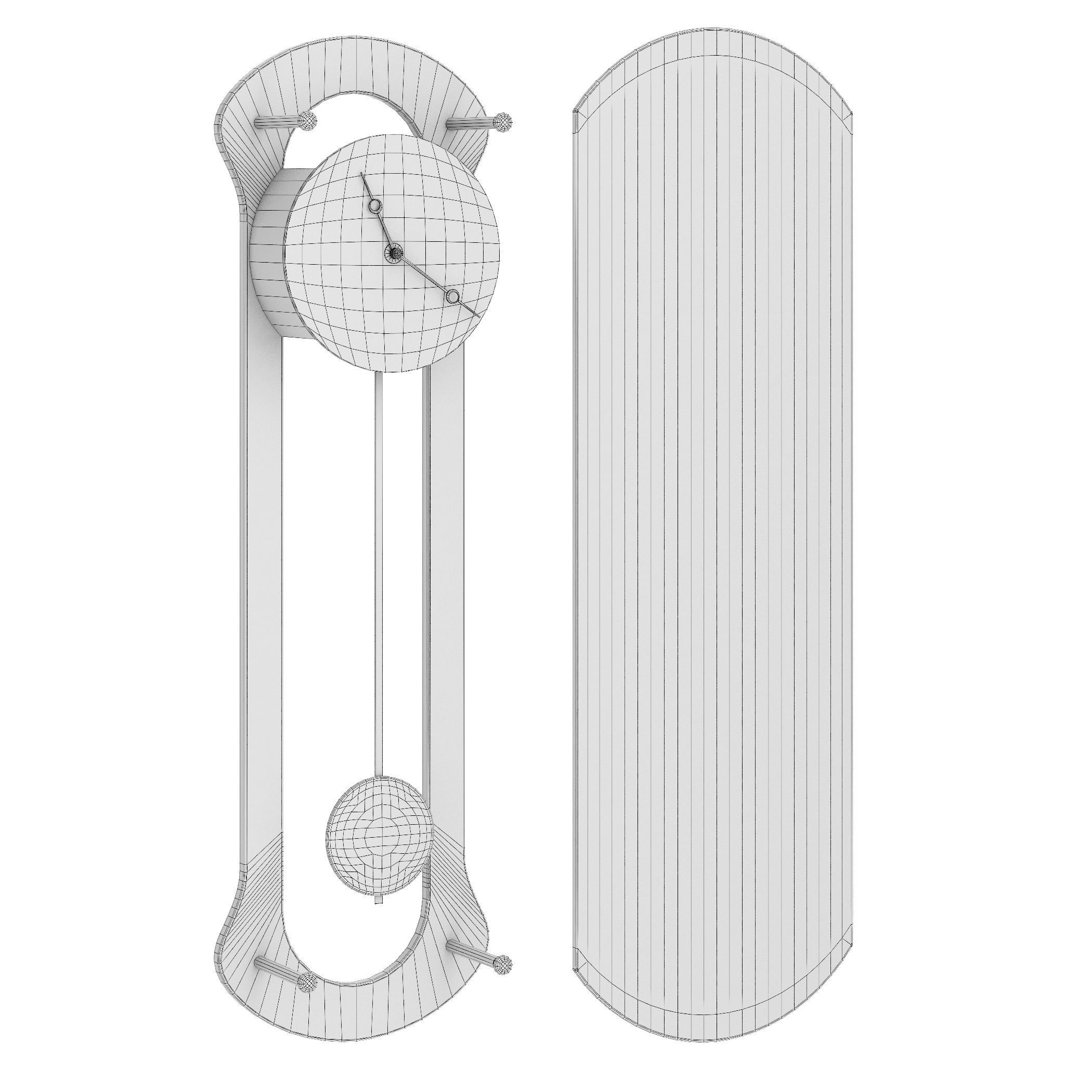 Classic wall clock with pendulum 3D model_3