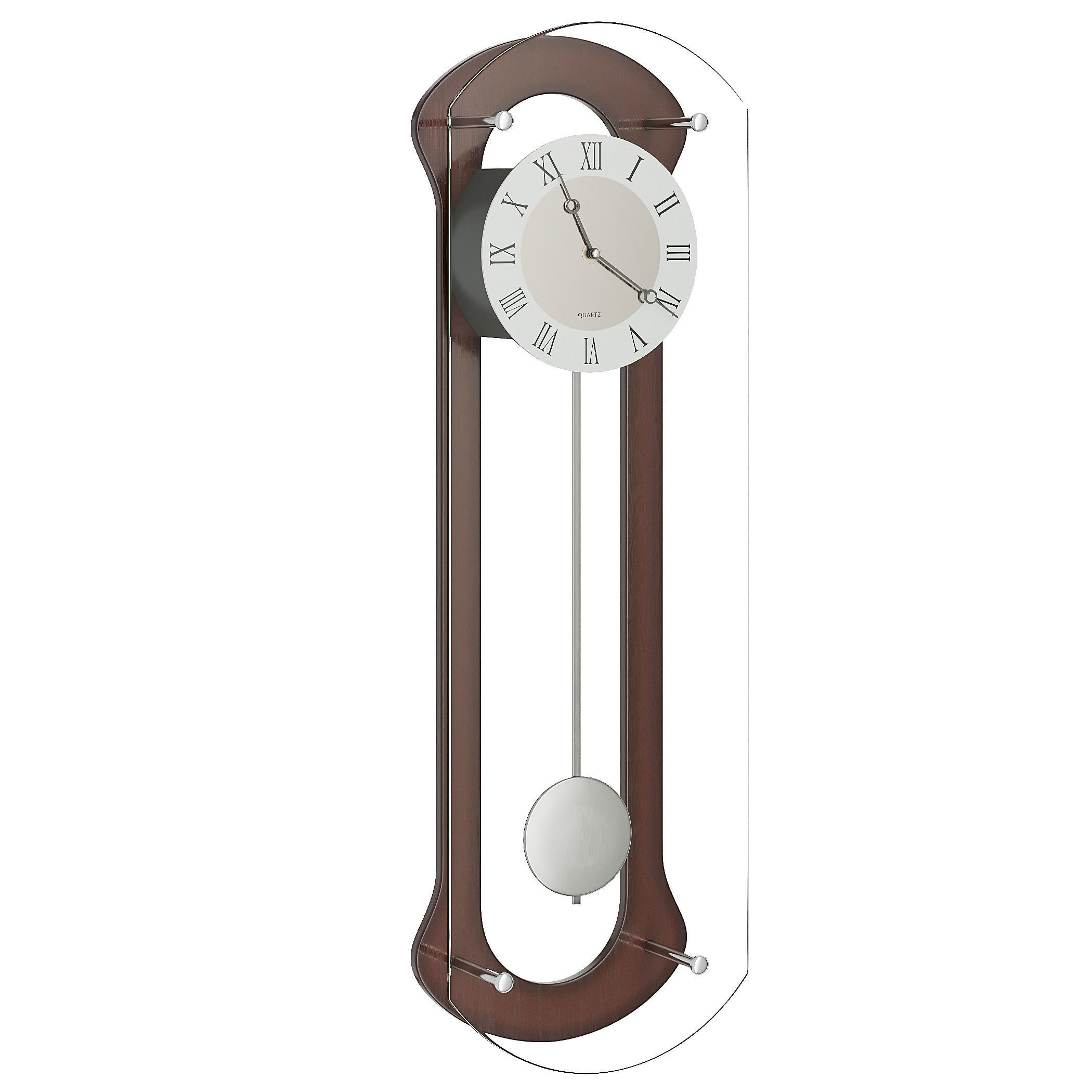 Classic wall clock with pendulum 3D model_1