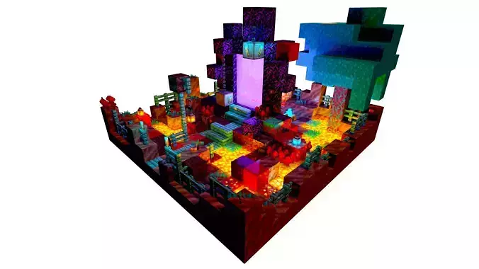Minecraft Portal Tile Low-poly 3D model