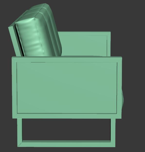 Sofa 3 seater with wooden Low-poly 3D model_9