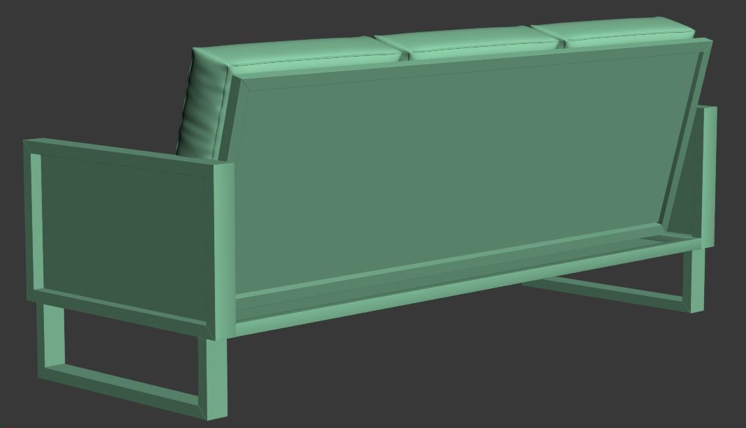 Sofa 3 seater with wooden Low-poly 3D model_12