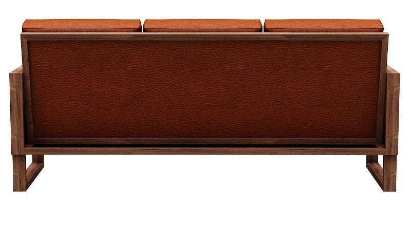 Sofa 3 seater with wooden Low-poly 3D model_5