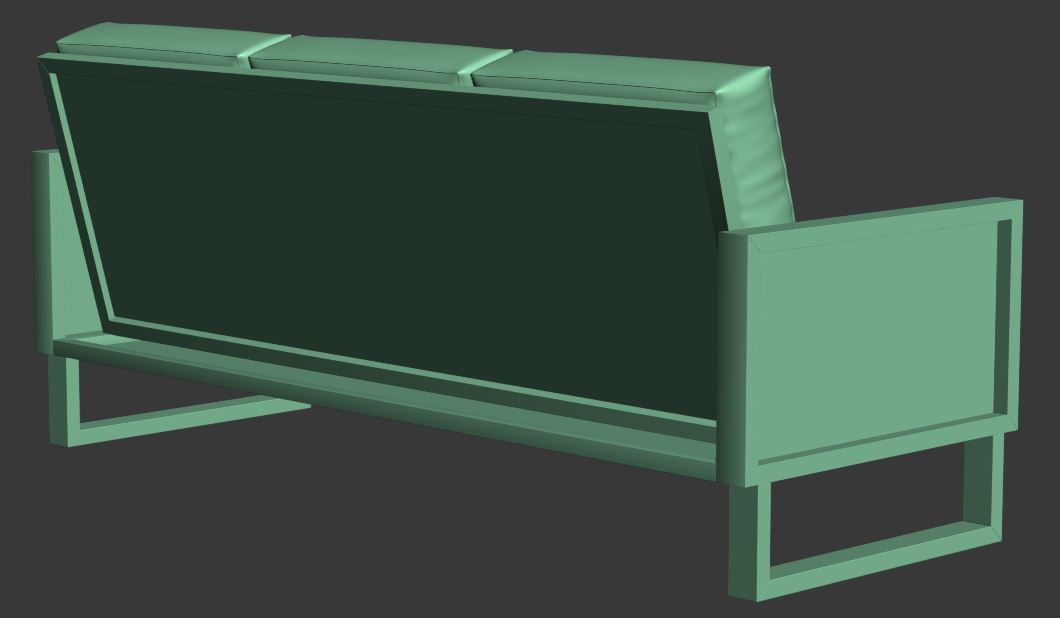Sofa 3 seater with wooden Low-poly 3D model_10
