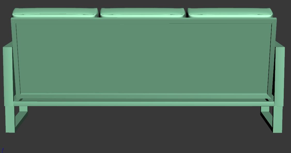 Sofa 3 seater with wooden Low-poly 3D model_11