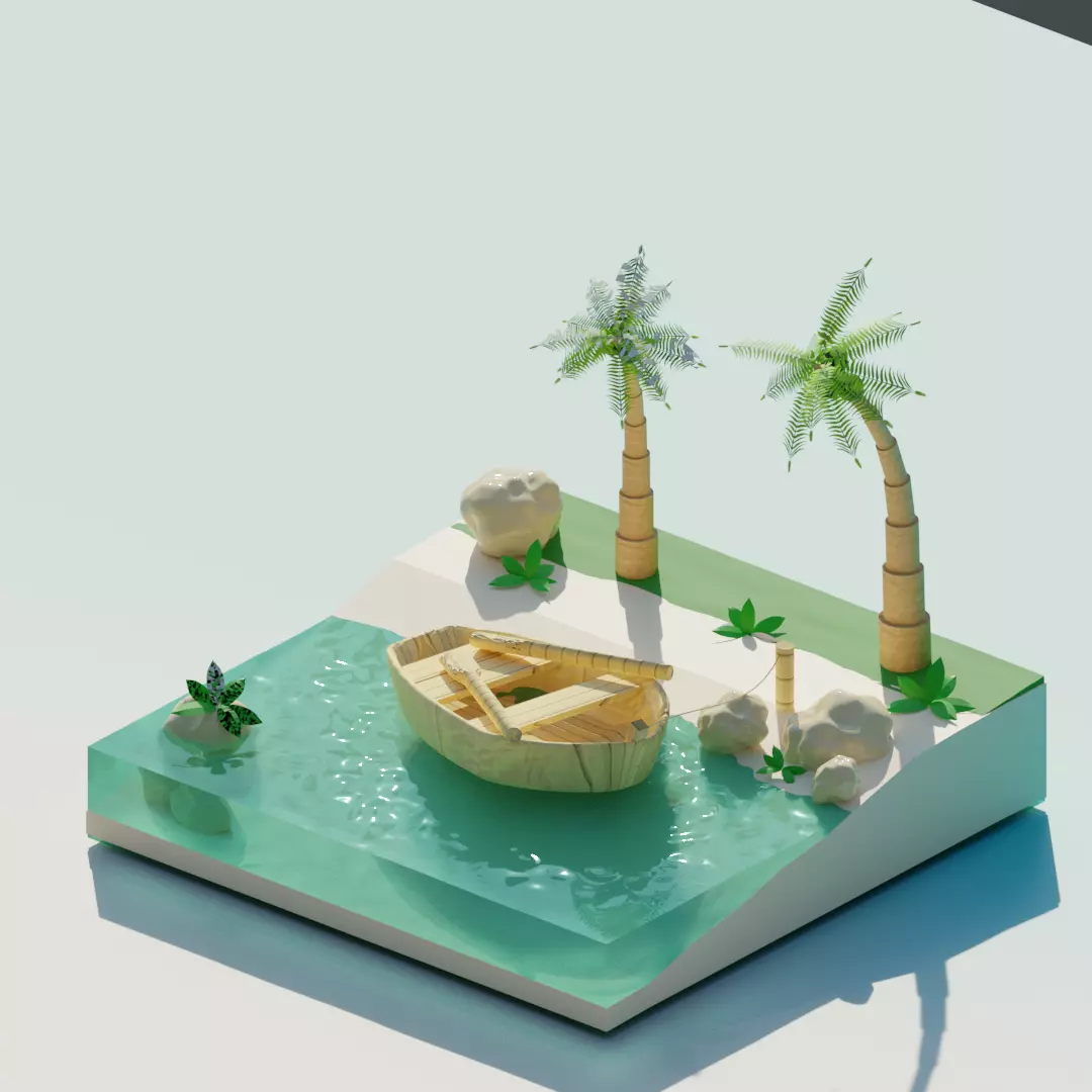 Tropical Scene 3D model_0