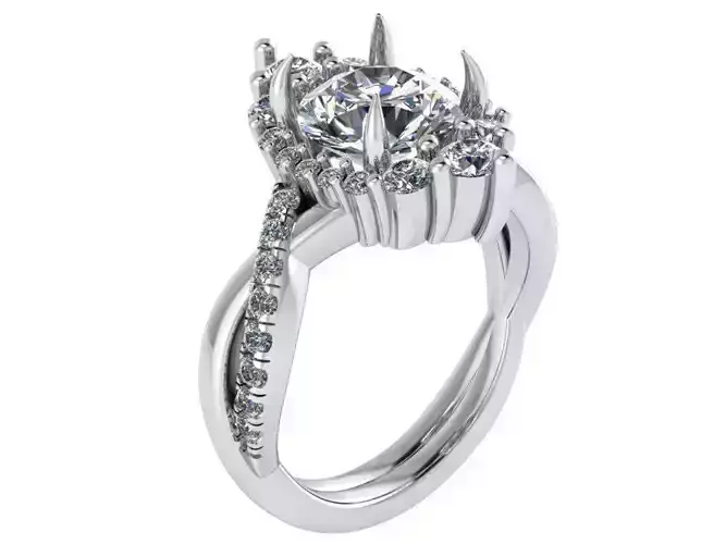 Round Cut Marquise Halo Twisted Ring 0609