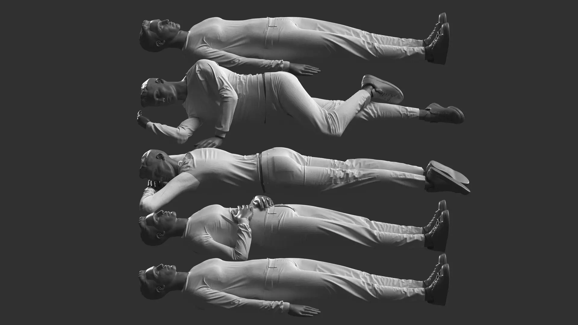 Man Mannequin Lying 5 Poses 3D model