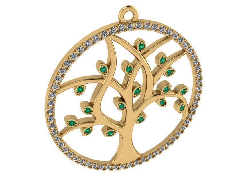 Circle Tree Pendant 0490 3D print model_1