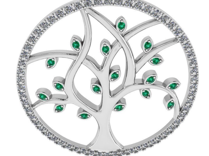 Circle Tree Pendant 0490 3D print model_2