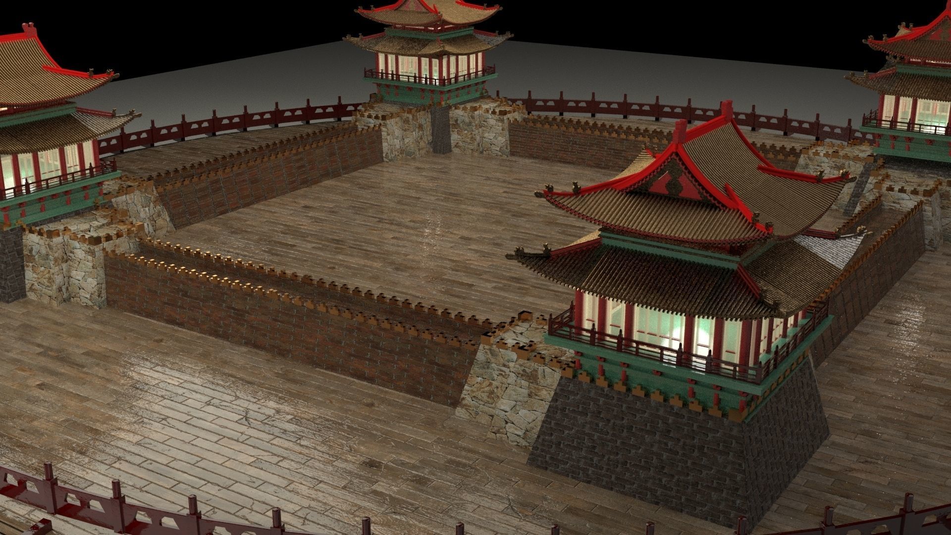 Chinese castle 3D model_2
