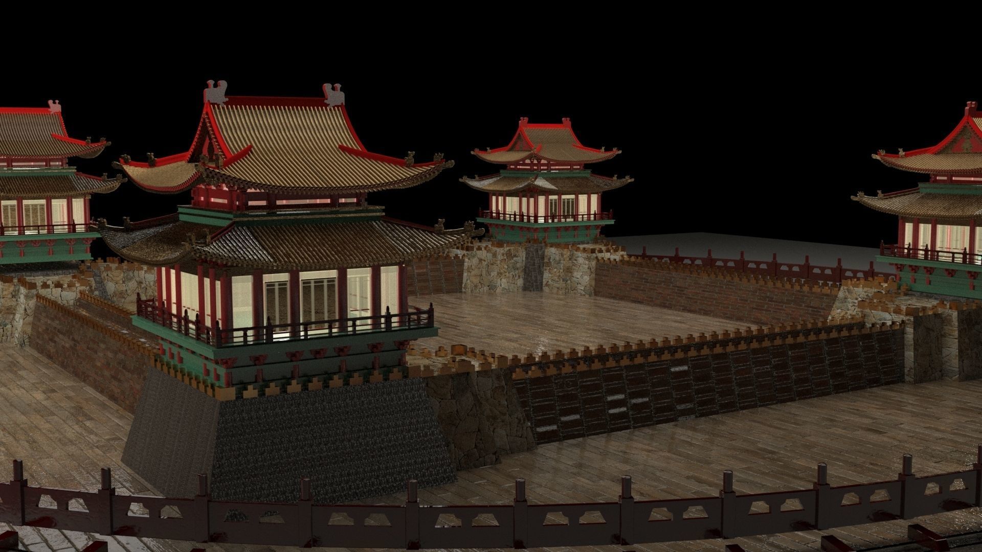 Chinese castle 3D model_4
