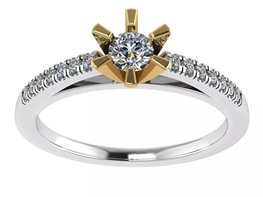 Peg Head Solitaire Diamond Ring 0495 3D print model