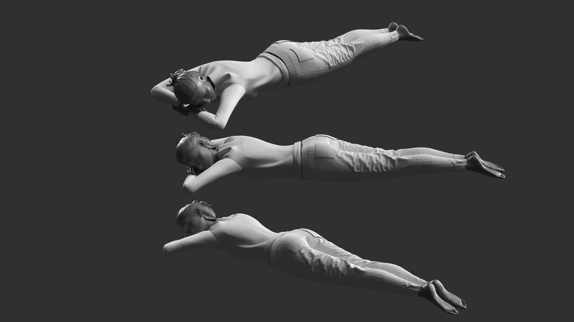 Woman Mannequin Lying 5 Poses 3D model_4