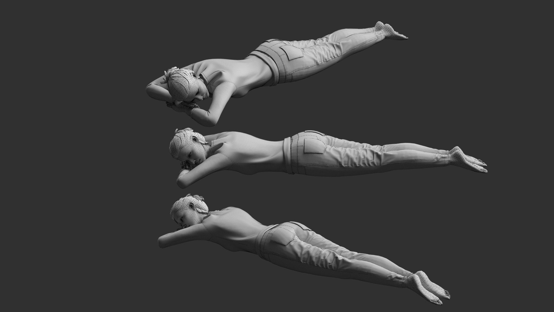 Woman Mannequin Lying 5 Poses 3D model_9