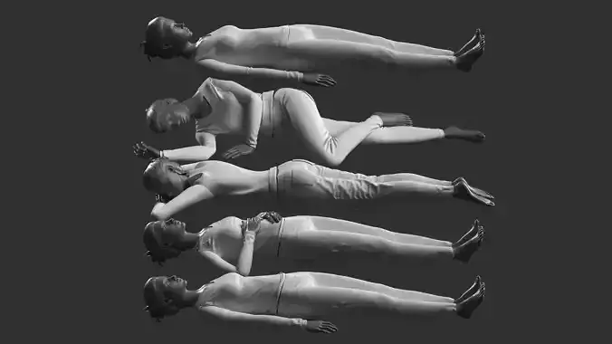 Woman Mannequin Lying 5 Poses 3D model
