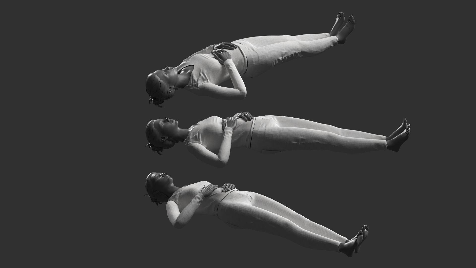 Woman Mannequin Lying 5 Poses 3D model_3
