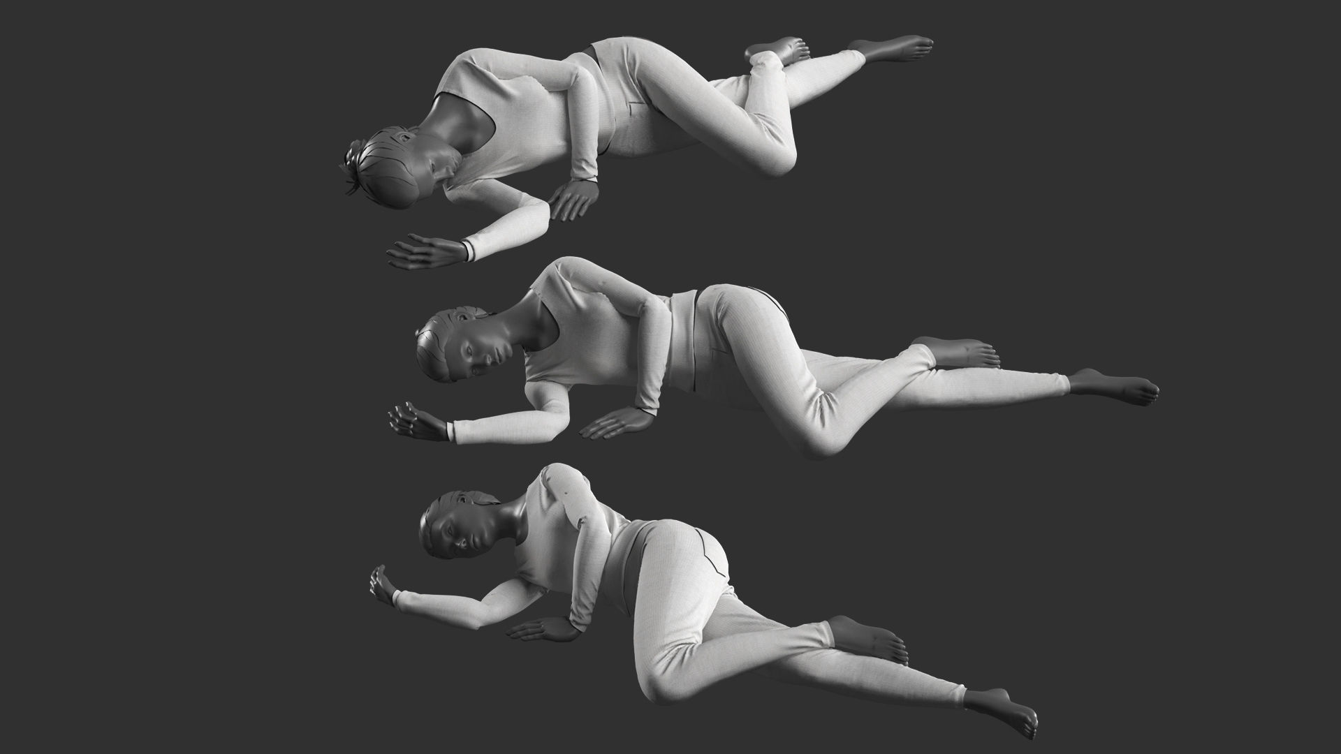 Woman Mannequin Lying 5 Poses 3D model_2