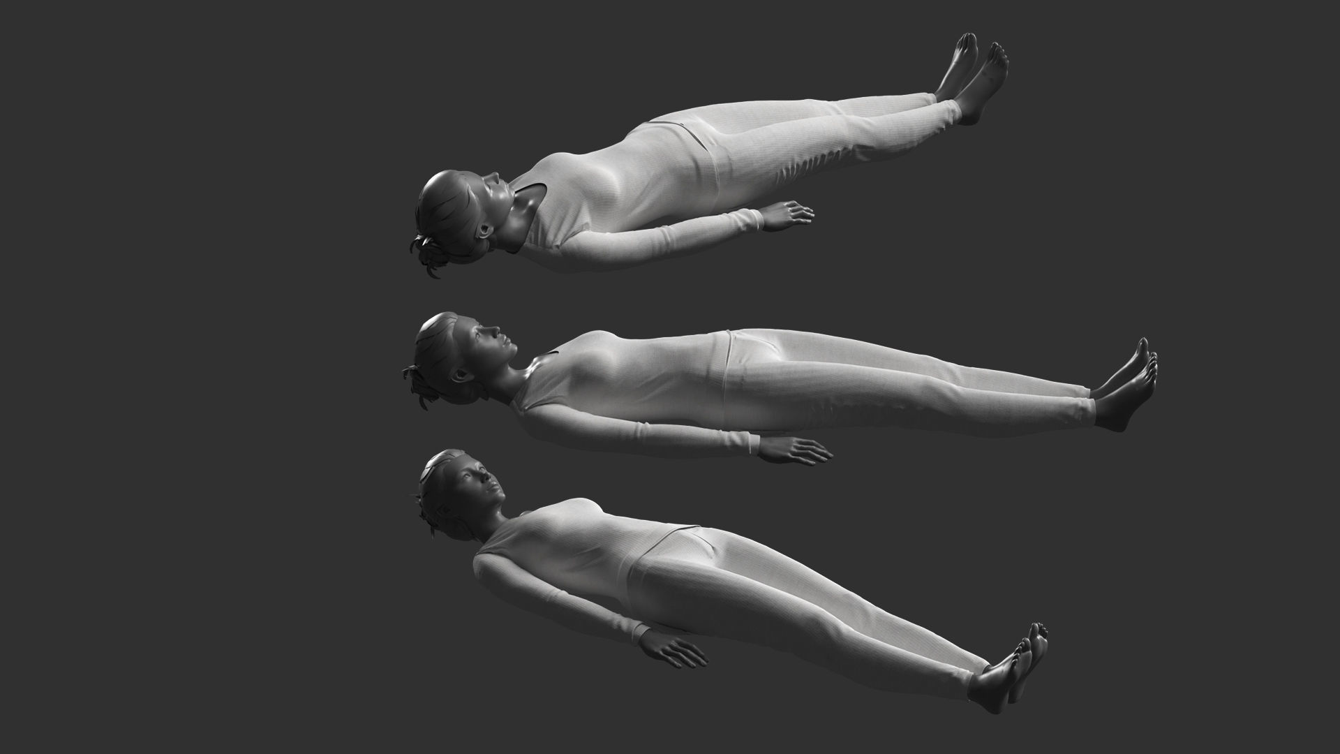 Woman Mannequin Lying 5 Poses 3D model_5
