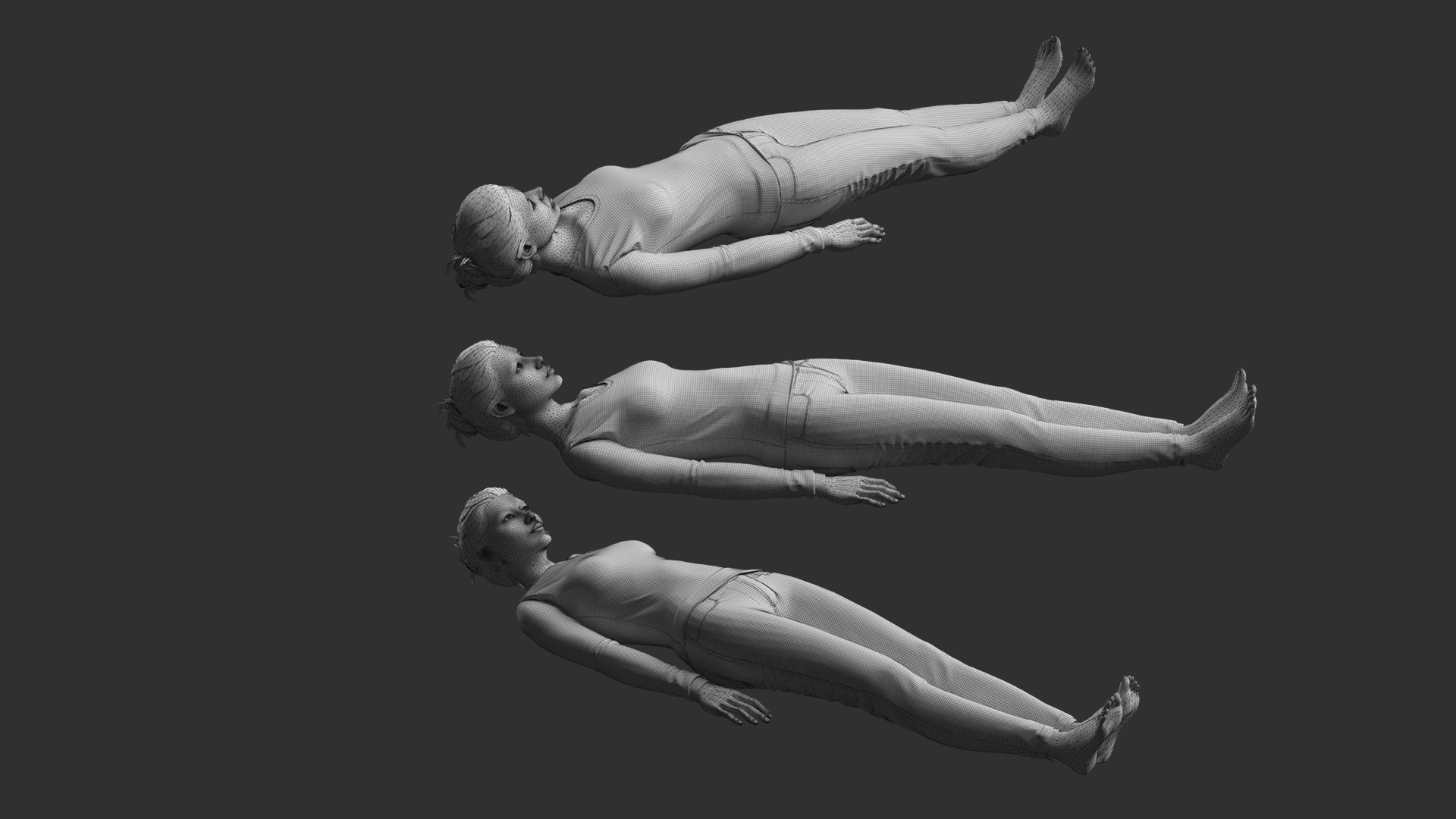 Woman Mannequin Lying 5 Poses 3D model_10