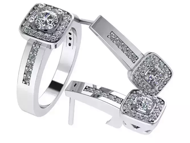Round Diamond Square Halo Set 0499
