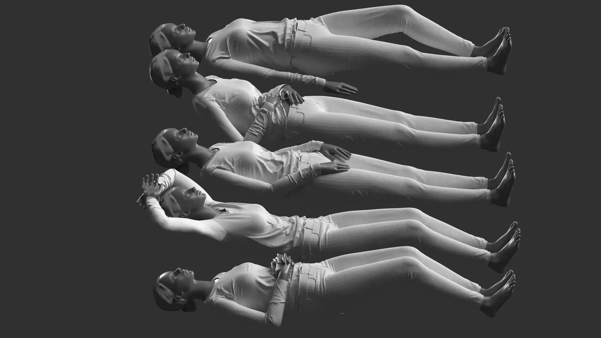 Woman Mannequin Lying 5 Tomography Poses 3D model