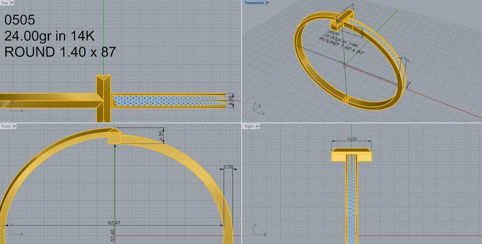 T Style Diamond Bracelet 0505 3D print model_4