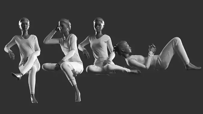 Woman Mannequin Sitting 4 Poses