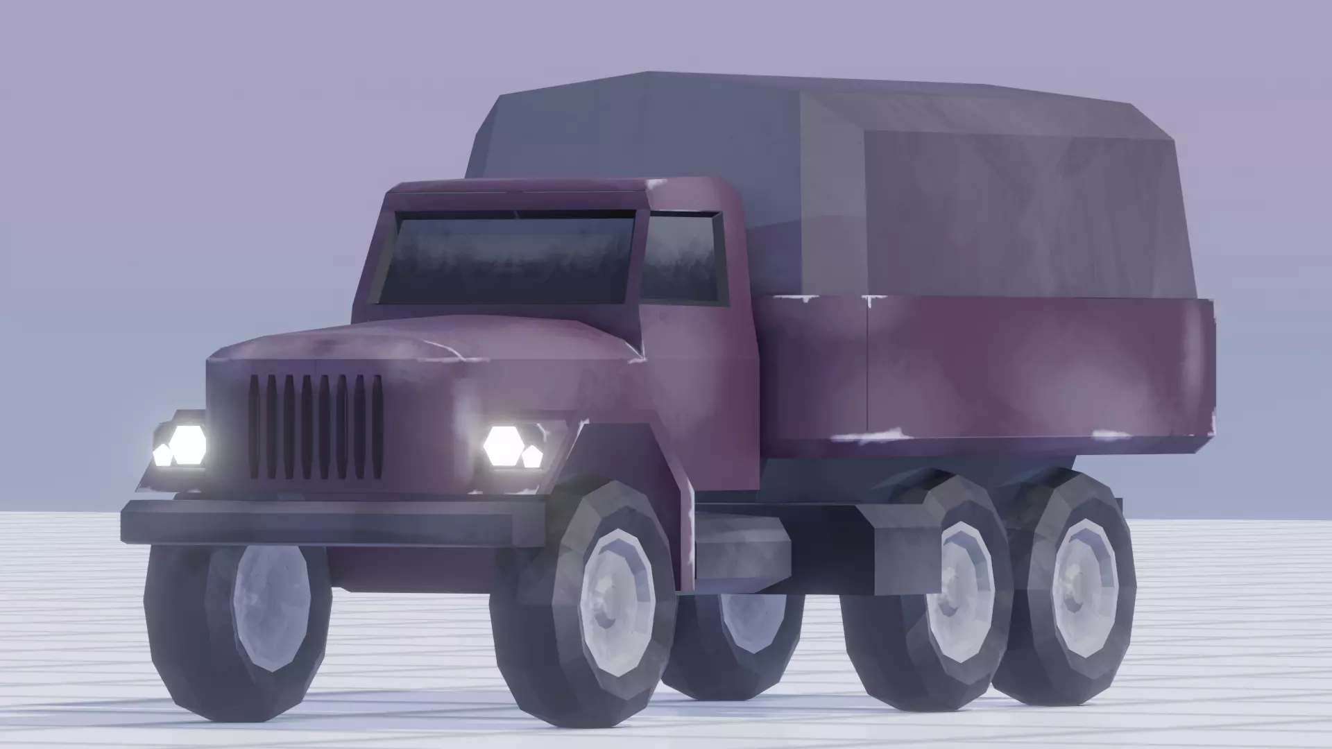 Stylized Military Truck 3D Model Free low-poly 3D model