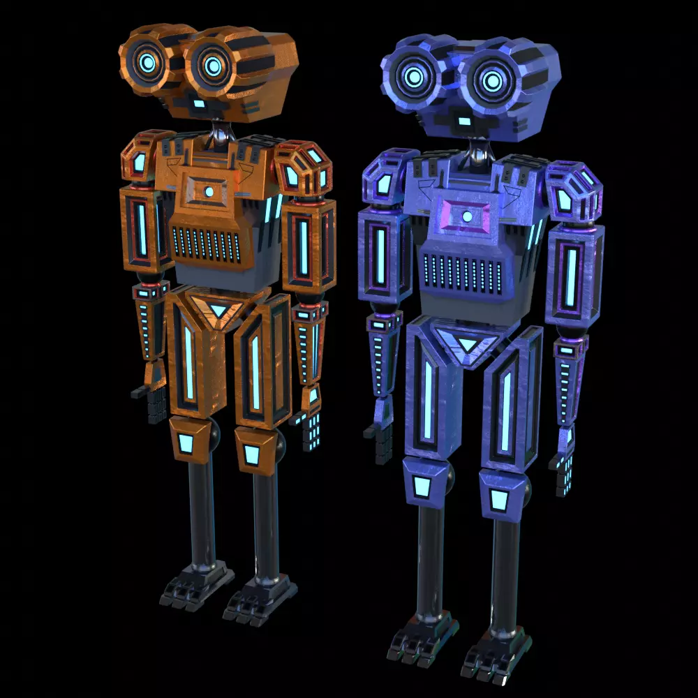 Humanoid rigged robot 3D model_0