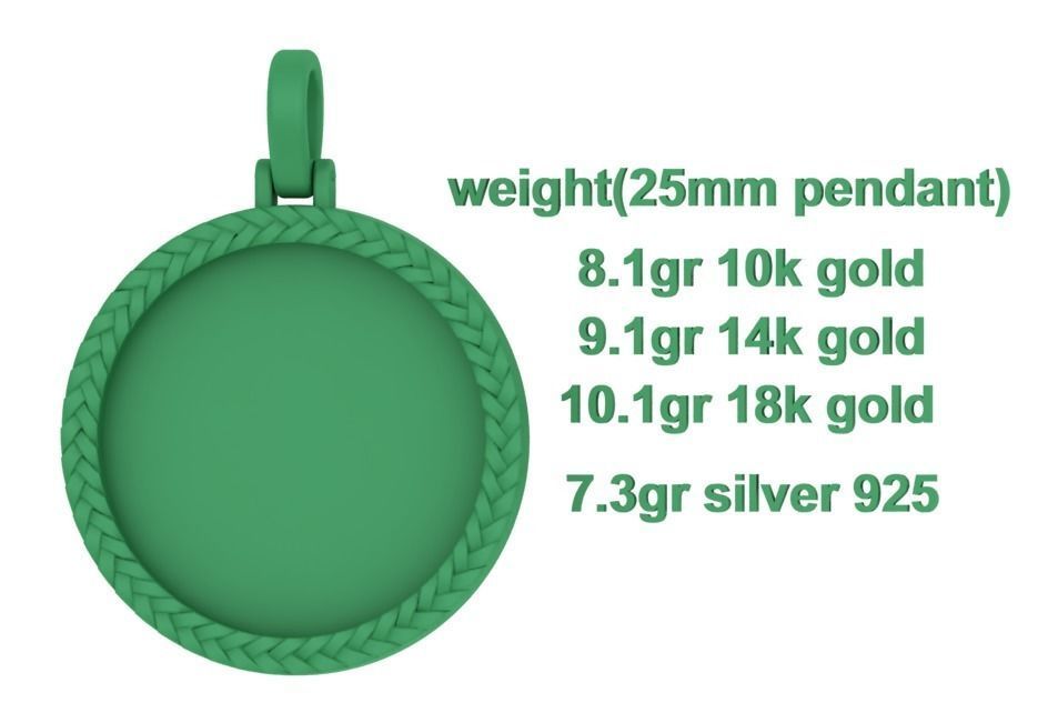 Memory Round Pendant 25mm size Frame Pendant 3dmodel 3D print model_6