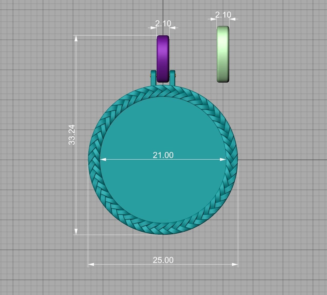 Memory Round Pendant 25mm size Frame Pendant 3dmodel 3D print model_10