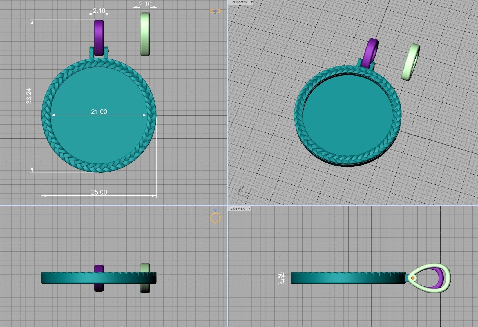 Memory Round Pendant 25mm size Frame Pendant 3dmodel 3D print model_5