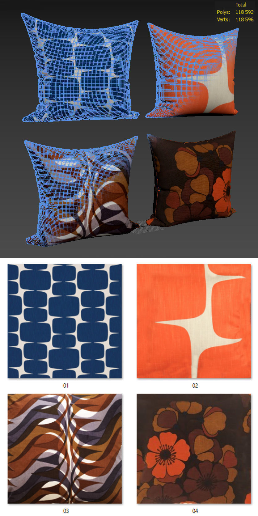 Decorative pillows Houzz set 130 3D model_16