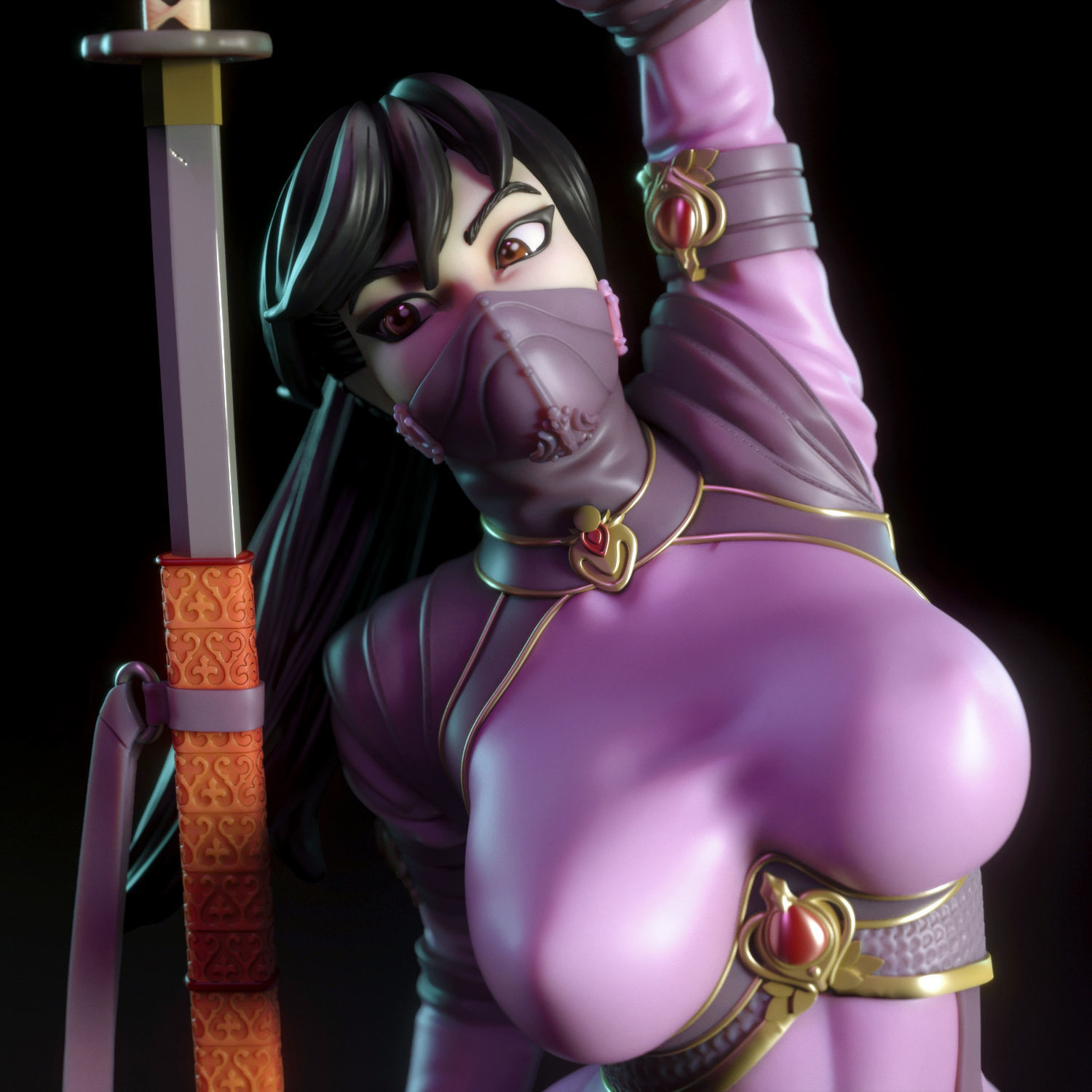 Sara - Sci-fi ninja girl 3D print model_4