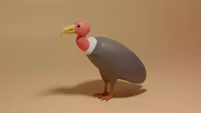 Cartoon Cute Brid Vulture Low-poly 3D model