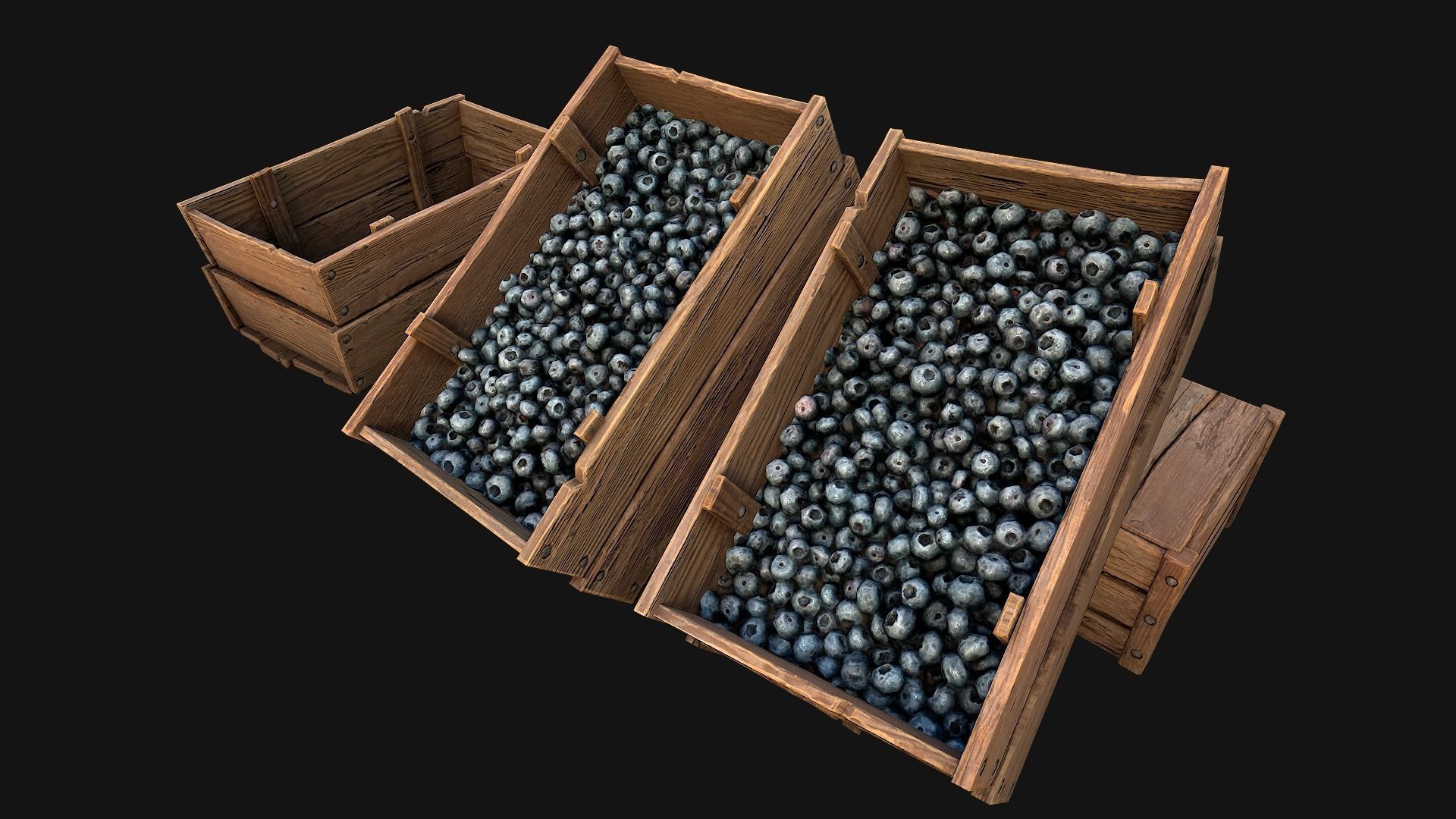 Medieval Market Stalls Cylindrical Tent Fruits Vegetables Low-poly 3D model_11