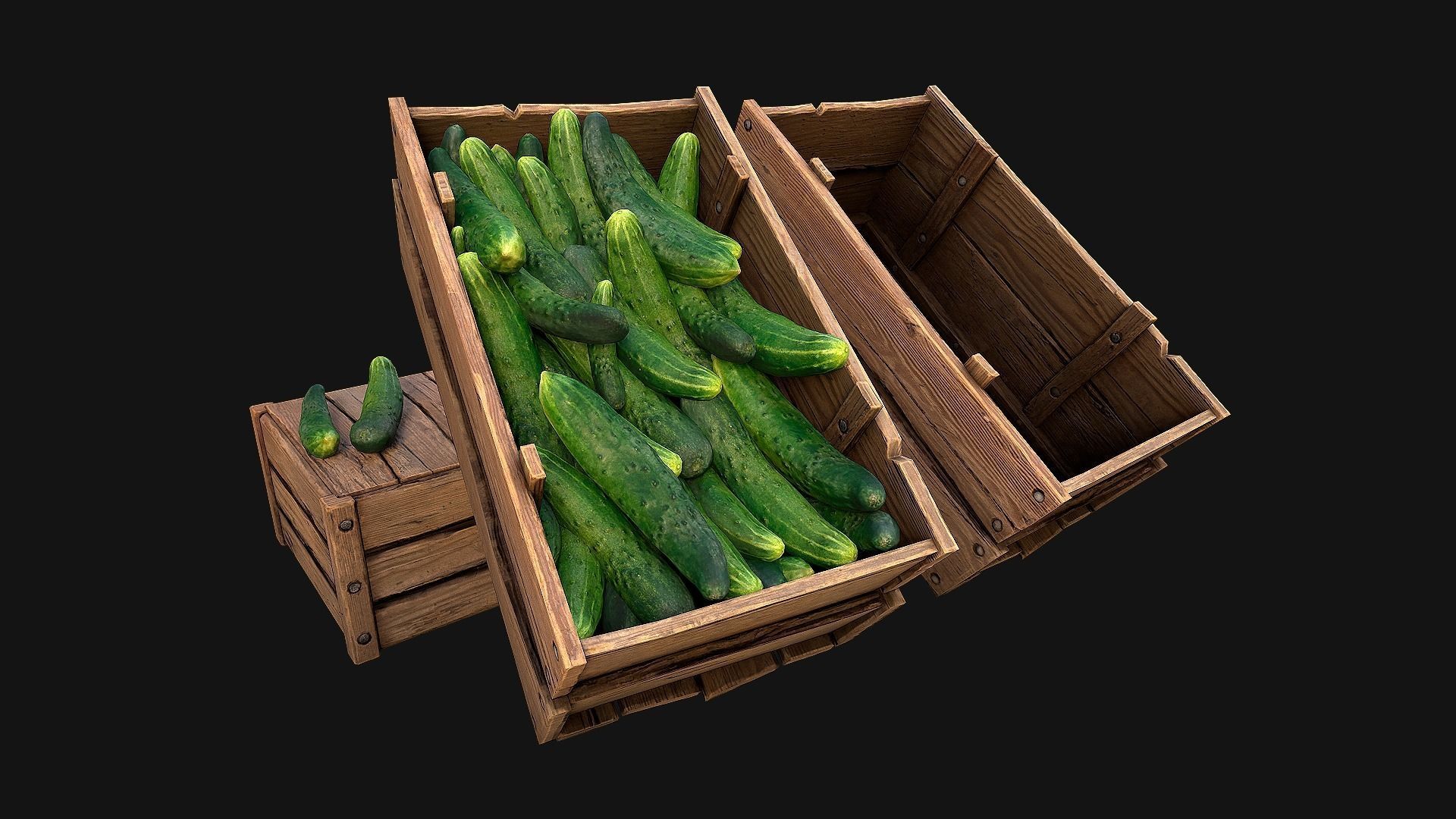 Medieval Market Stalls Cylindrical Tent Fruits Vegetables Low-poly 3D model_19