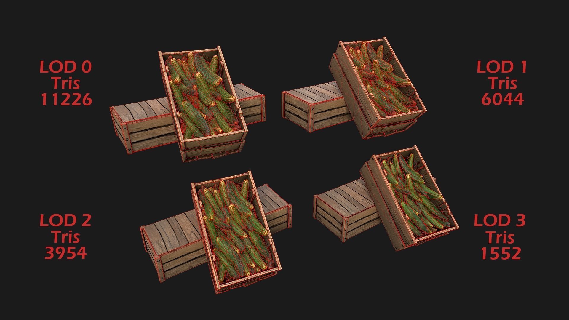 Medieval Market Stalls Cylindrical Tent Fruits Vegetables Low-poly 3D model_20