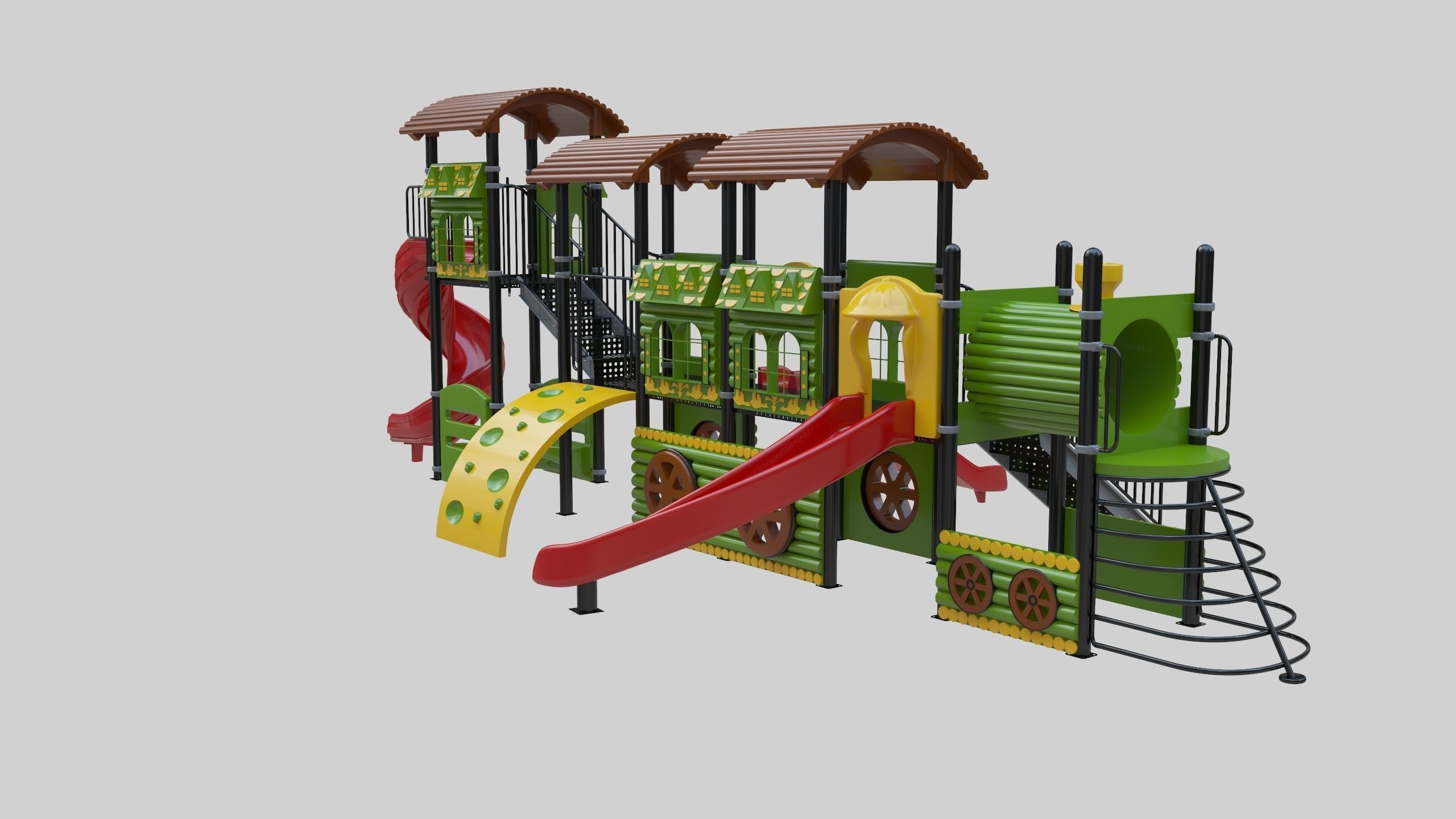  Train Style Playground 4 Low-poly 3D model_21