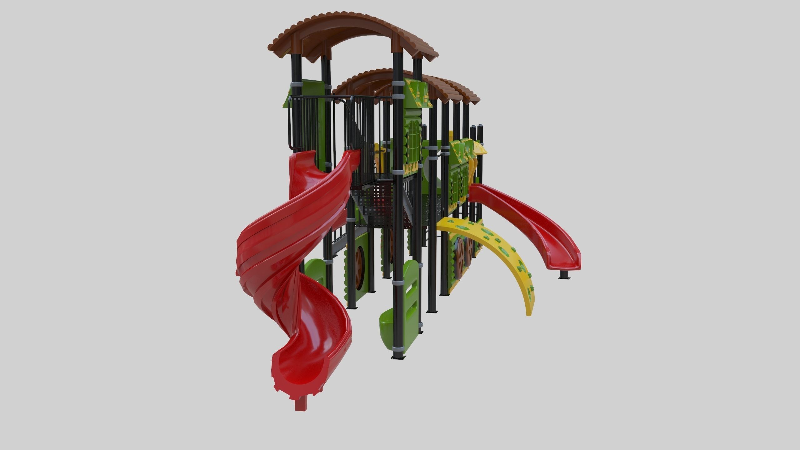 Train Style Playground 4 Low-poly 3D model_10