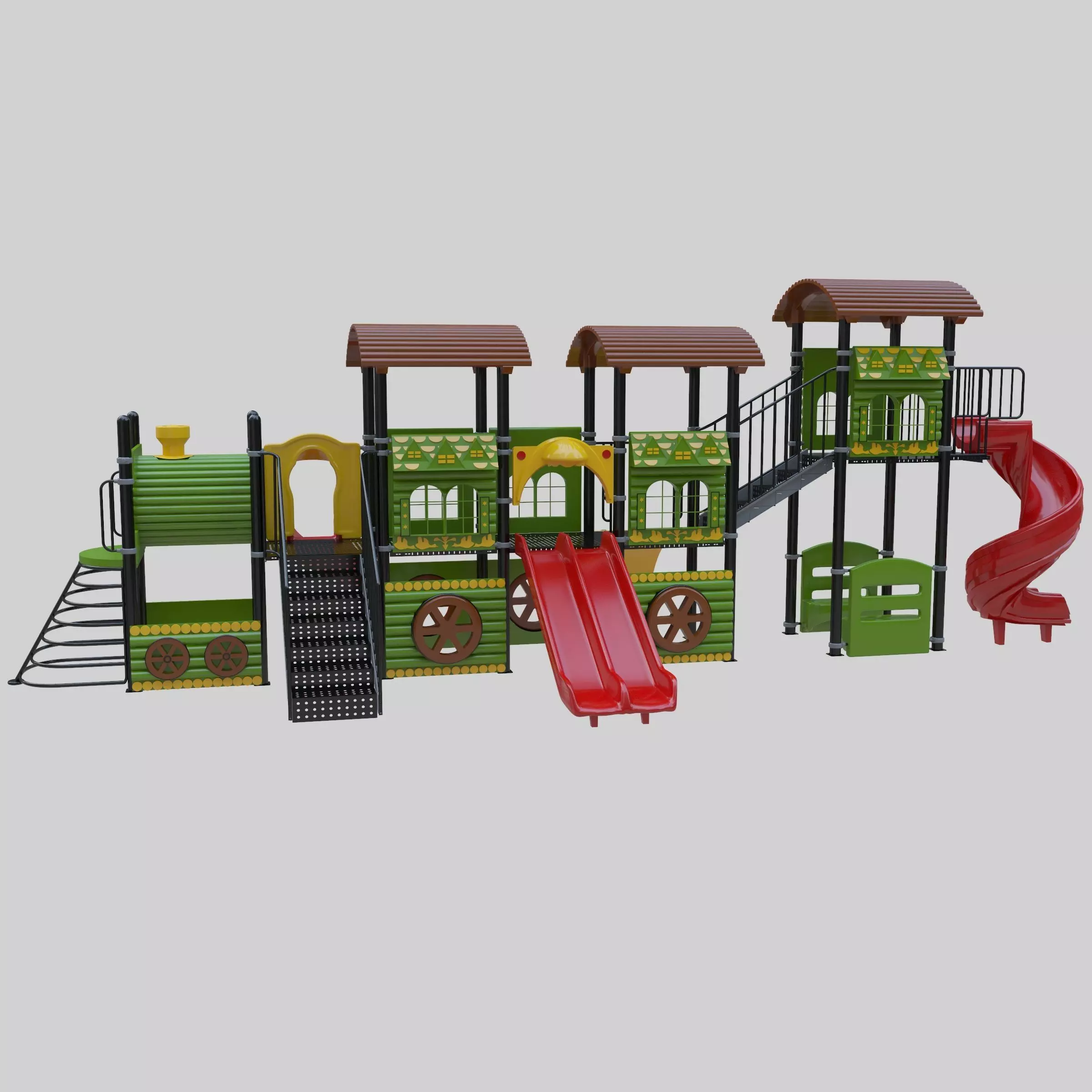  Train Style Playground 4 Low-poly 3D model_0