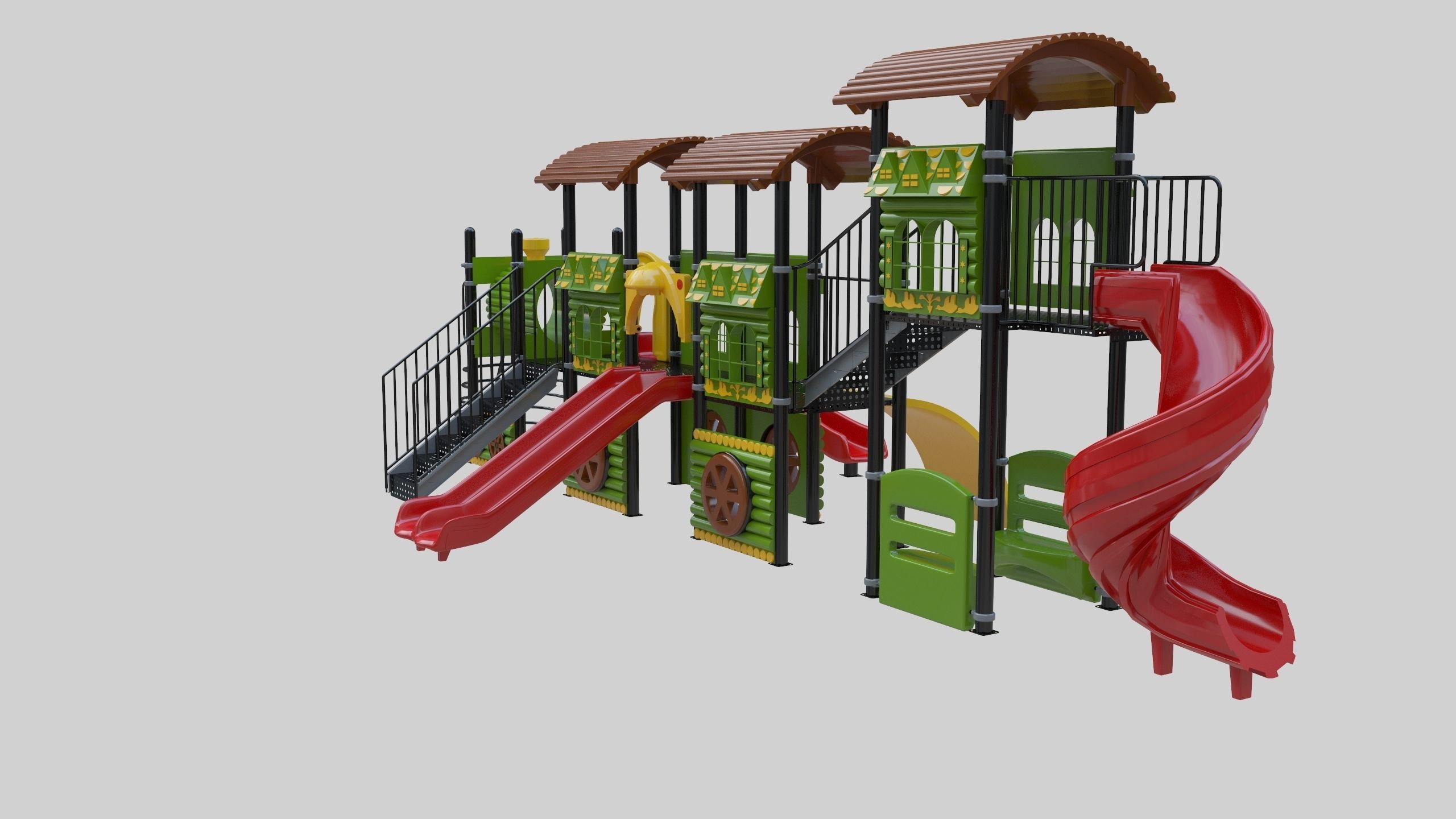  Train Style Playground 4 Low-poly 3D model_12