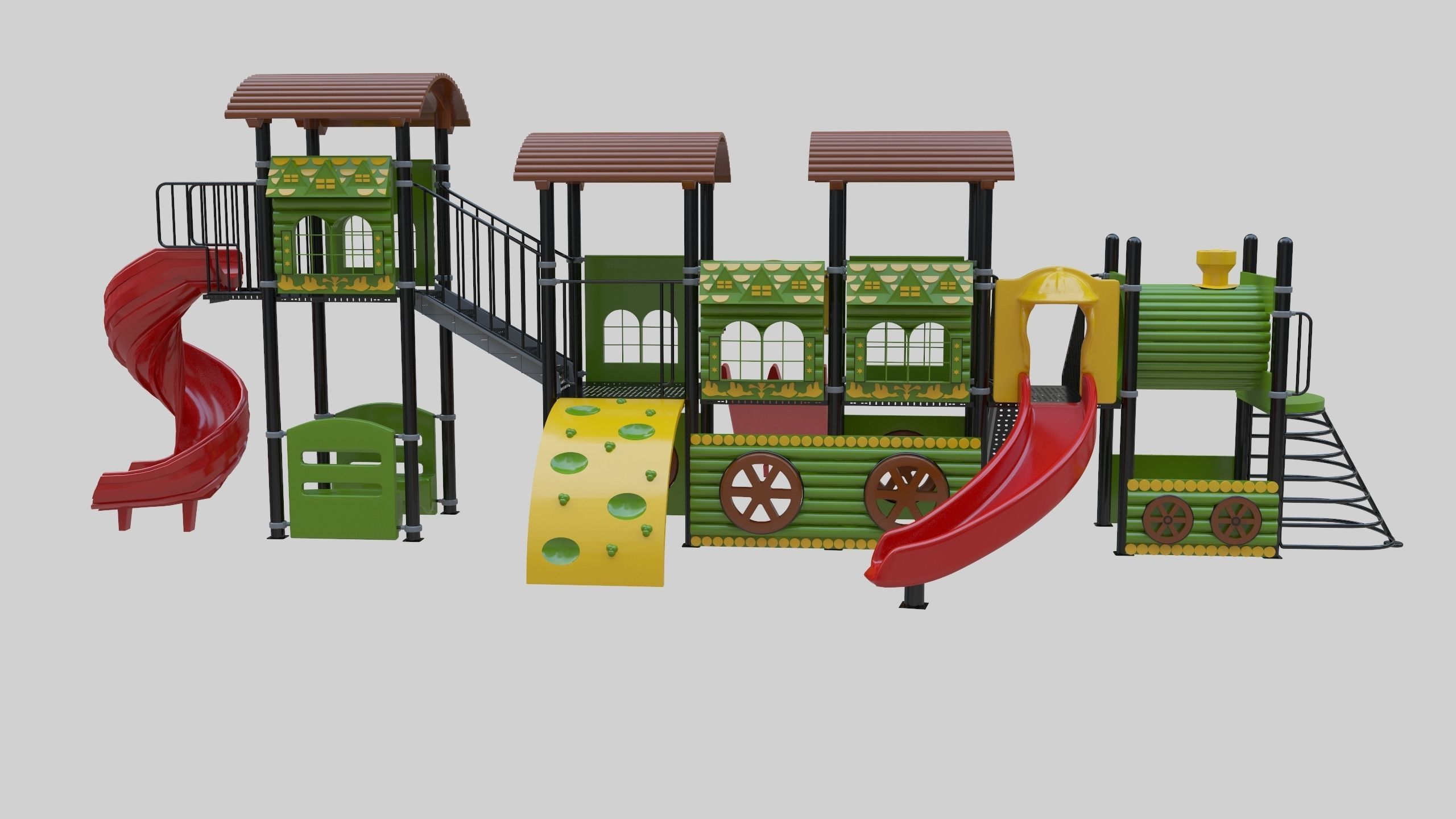  Train Style Playground 4 Low-poly 3D model_5