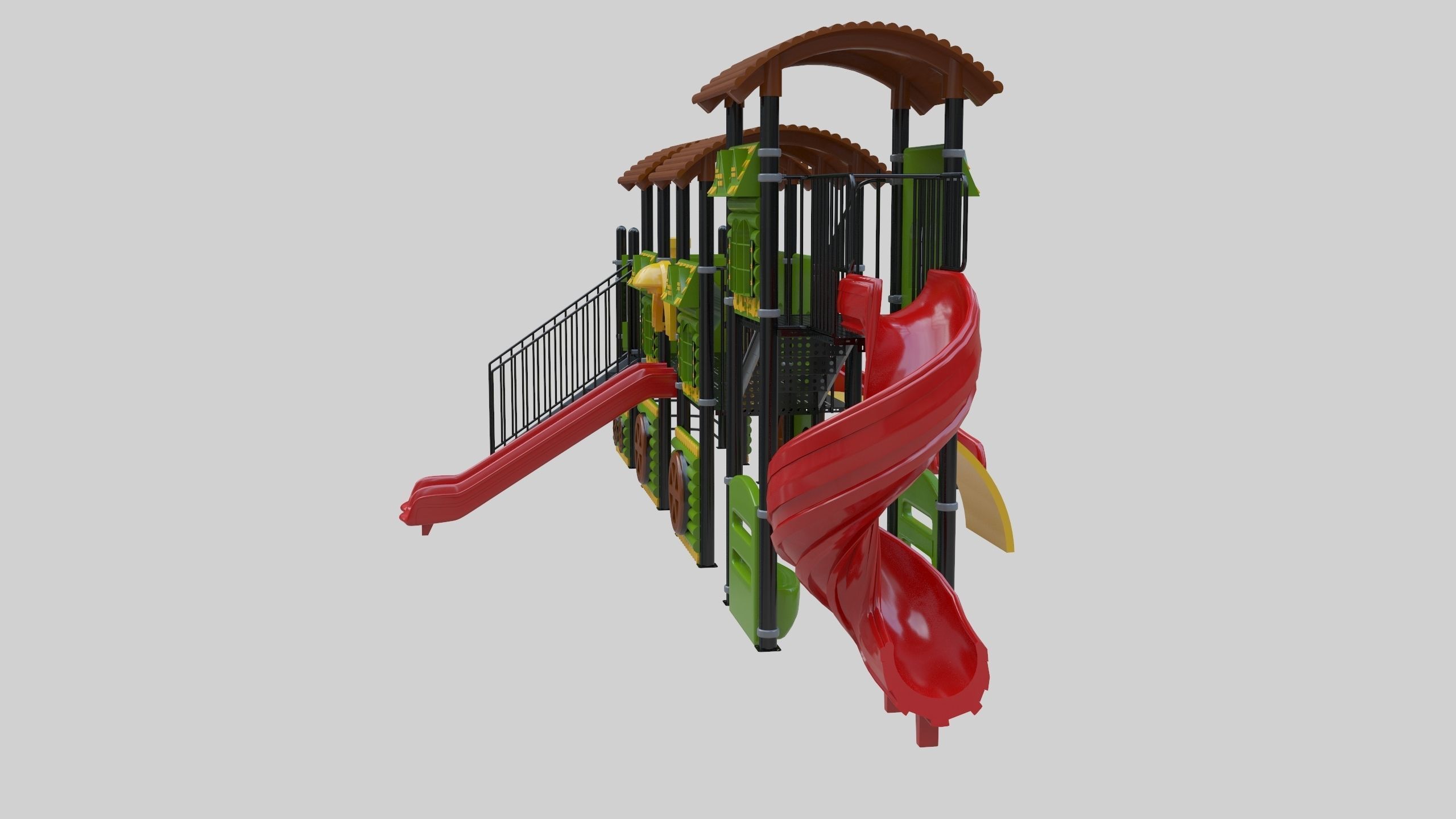  Train Style Playground 4 Low-poly 3D model_11