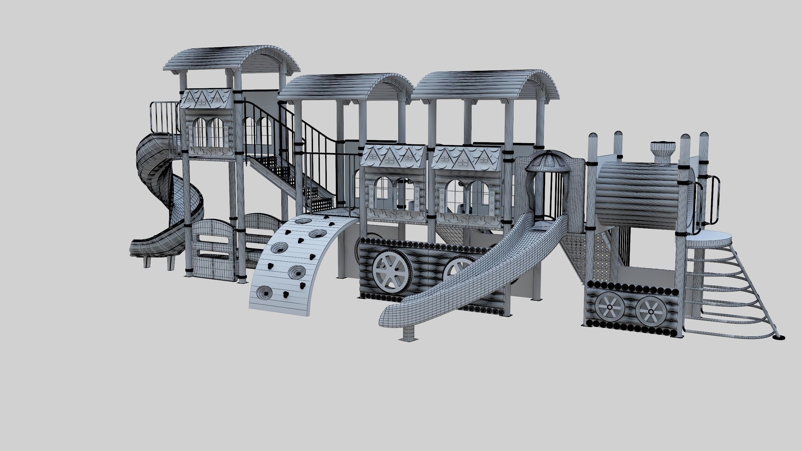 Train Style Playground 4 Low-poly 3D model_47