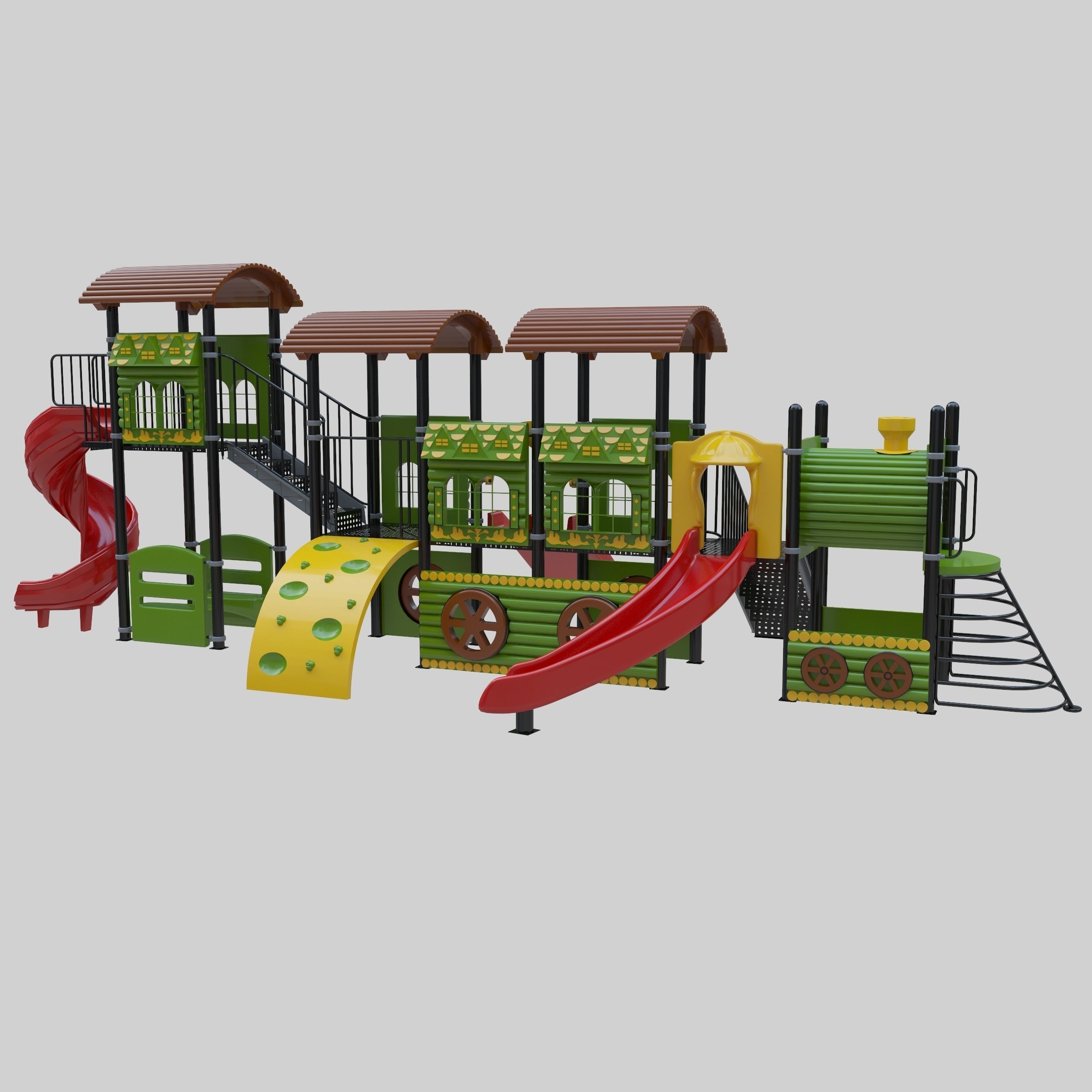  Train Style Playground 4 Low-poly 3D model_1