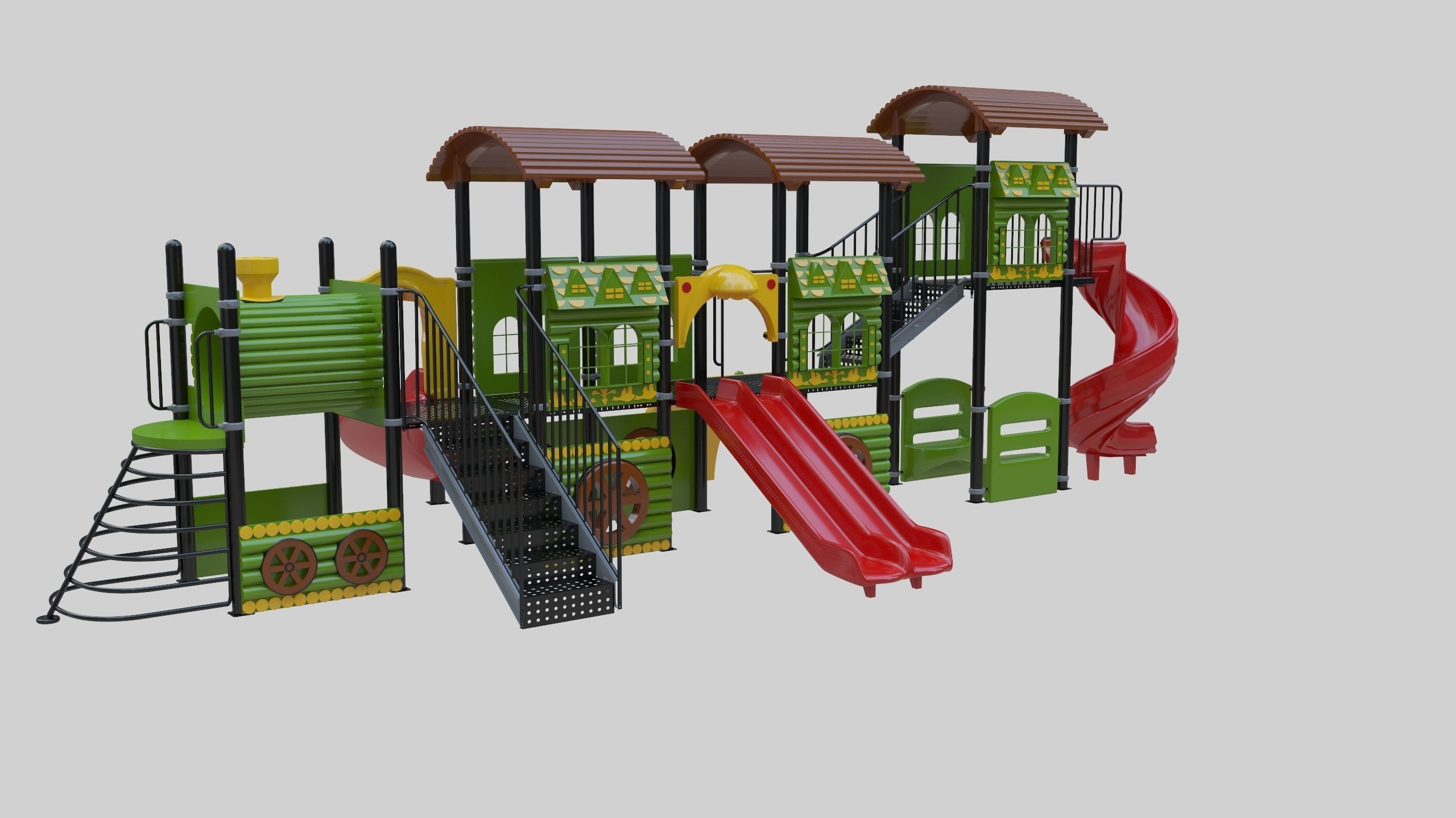  Train Style Playground 4 Low-poly 3D model_16