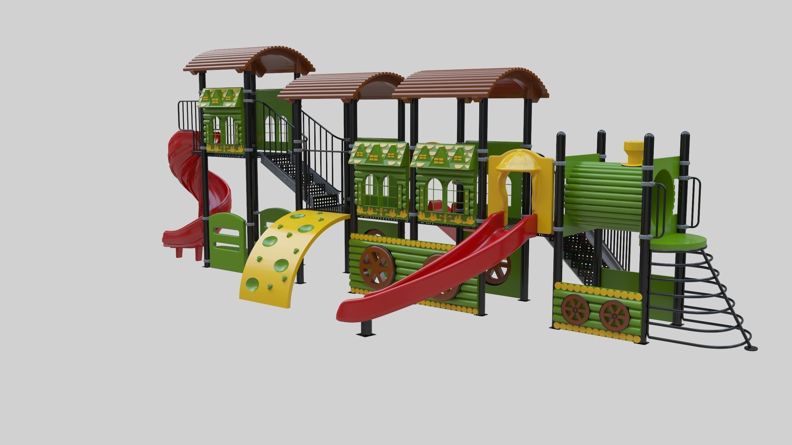  Train Style Playground 4 Low-poly 3D model_22